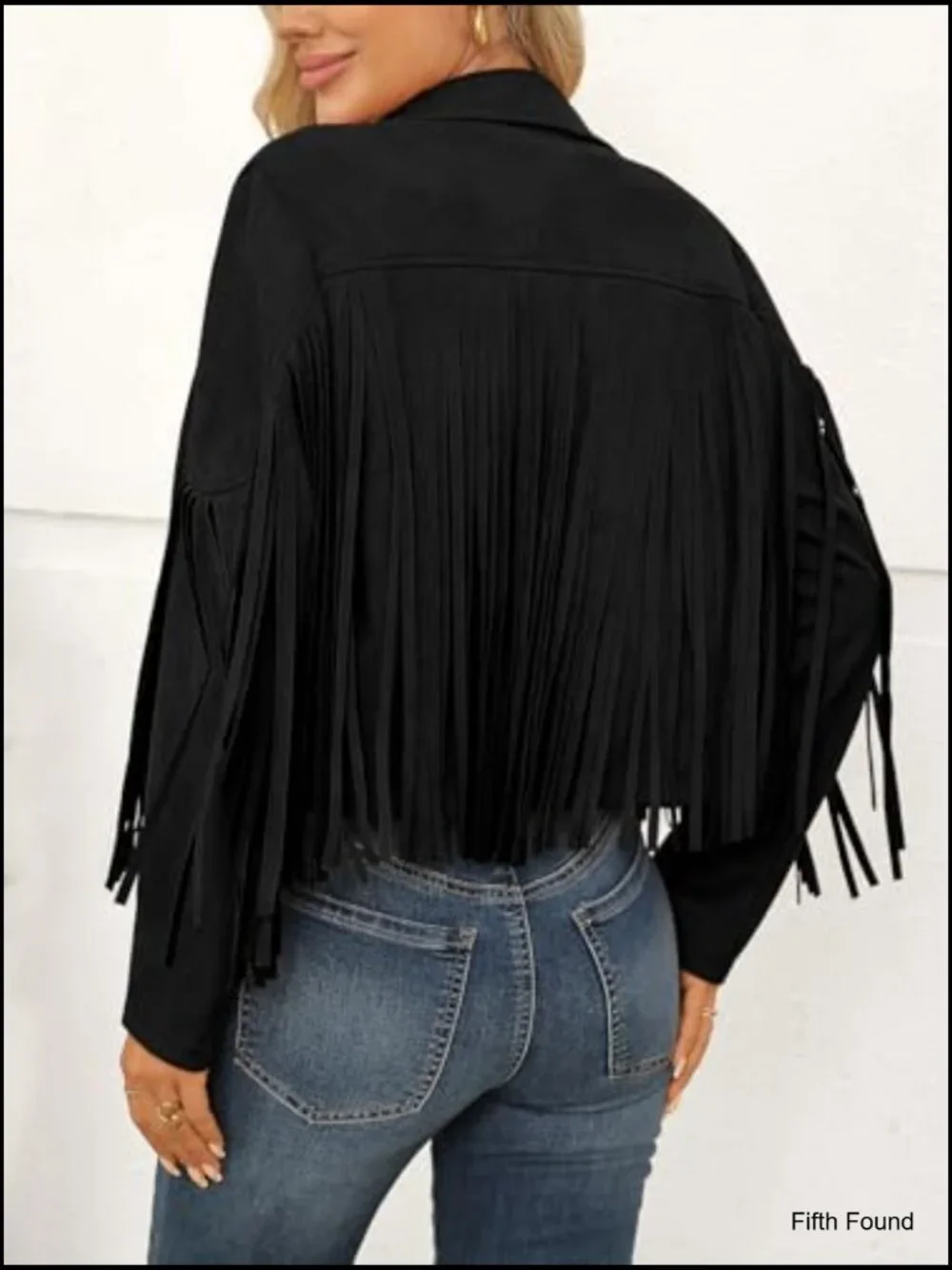 Cropped Faux Suede Fringe Jacket Western Cowgirl Concert Outfit - Picture 4 of 6